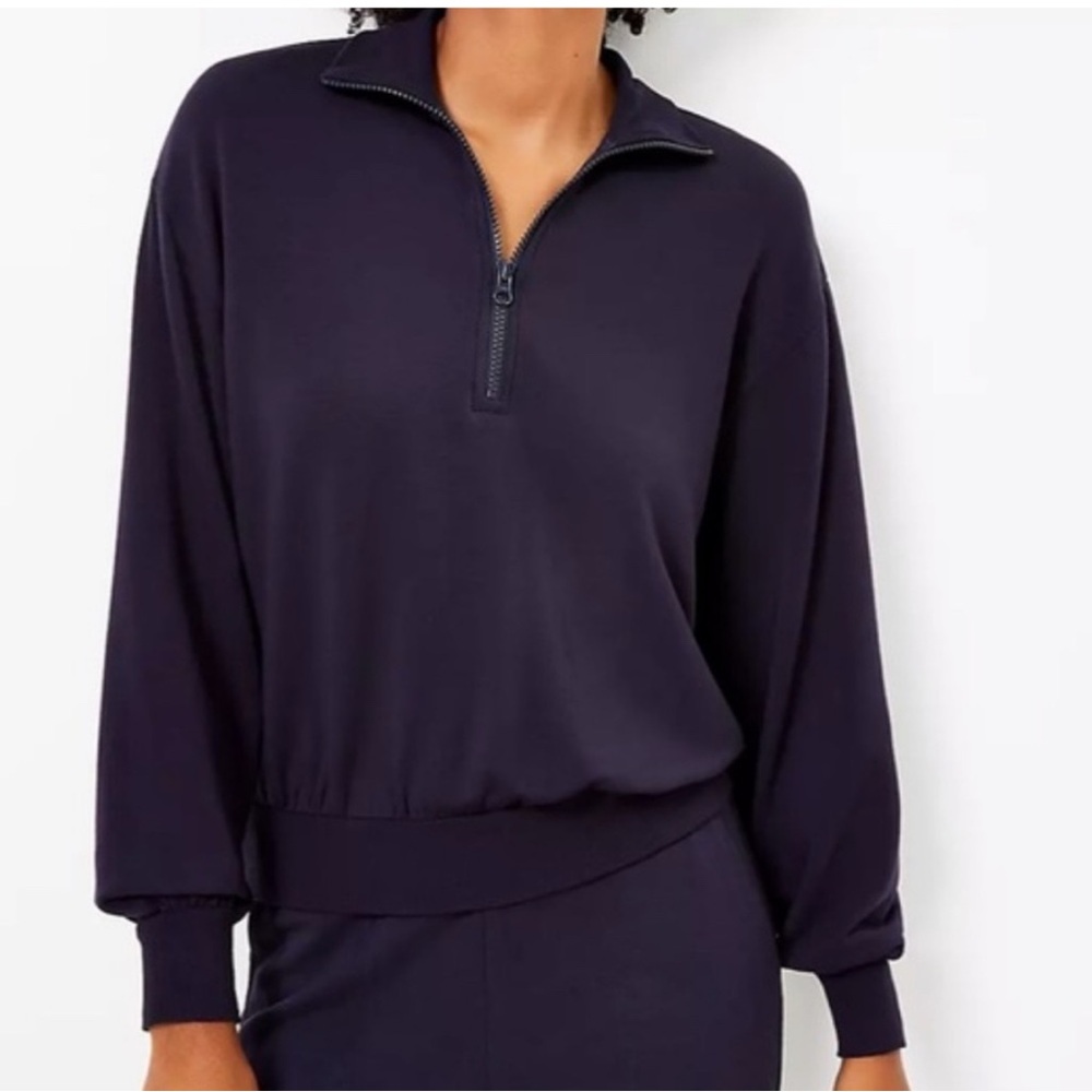 Super soft quarter zip pullover, navy blue, size small, Lou & Grey